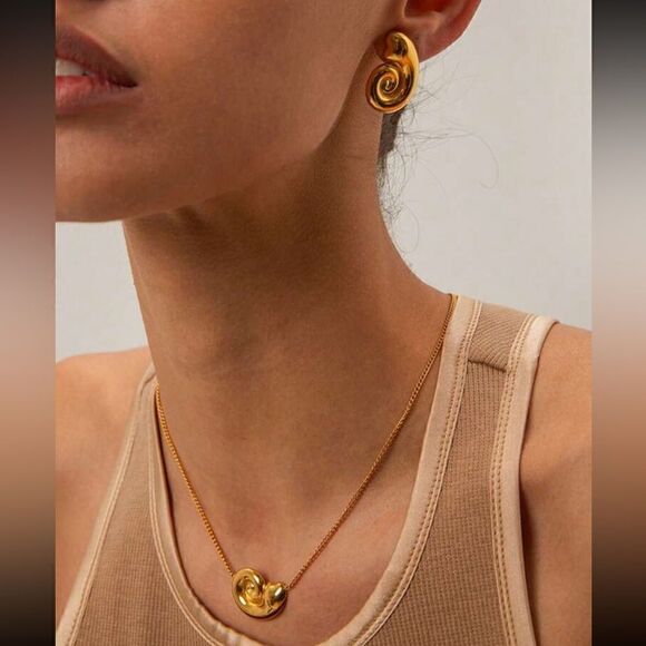 Gold geo dangle necklace M340 - Picture 2 of 5